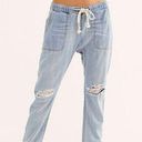 One Teaspoon  Women's Blue Montana Shabbies Drawstring Boyfriend Jeans Small Photo 0