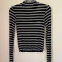 Arizona Jeans Arizona Jean Co Long Sleeve Mock Neck Crop Top ~ B/W Stripe ~ Women’s Size S Photo 3