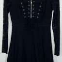 Tripp NYC  Lace Long Sleeve Hi Low Corset Dress Black Size Medium Goth Witchy Photo 5