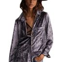 Pilcro  Anthropologie Grey Crushed Velvet Femme Button Down Shirt Women's Small Photo 0