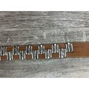 Vintage Western Leather Belt With Metal Detailing Size 34 Inches Photo 3