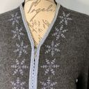 Talbots  vintage wool zip front embroidered cardigan sweater L Photo 1