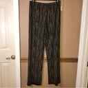 Coldwater Creek  Plisse Pull On Wide Leg Pants Black Gold Large Photo 2