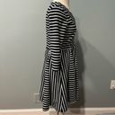 Gabby Skye  Black & White Stripes V Neck 3/4 Sleeve Flare Skirt Dress Size 4 Photo 3