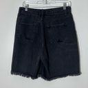 Wild Fable  High Rise Bermuda Shorts Black Frayed Denim Jean Button Fly Shorts Photo 2