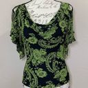 Carmen Marc Valvo  Silk Floral Cowl Top Blouse Photo 3