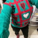 Jordache Vintage 90s  heart print green sweater Photo 10