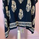 Boho Floral Navy Kimono Longline Open Front Poncho Shawl Medium Photo 7