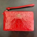 Coach  Red Corner Zip Wristlet In Signature Patent Leather #CN049 Photo 0