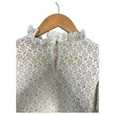 ZARA  Top Womens M Floral Lace Ruffle Neck Shoulders Long Sleeve High Neck Cream Photo 7