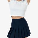 American Apparel Navy Pleated Mini Skirt Photo 0