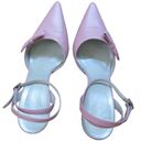 BCBGirls VTG  Leather Pumps Slingback Pointed Toe Bow Stiletto 3.5 Heels Pink 7 Photo 2