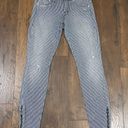 On The Road MOTHER The Looker Ankle Zip  Destroy Blue/White Striped Jeans Photo 1