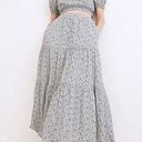 Madewell  Women's NF955 Size M Blue Button-Front Tiered Maxi Skirt NWT Photo 0