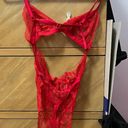 Victoria's Secret Victoria’s Secret Red Lace Strappy Bodysuit Photo 1