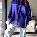 American Vintage Oversized Purple Suede Like Button Up Photo 7