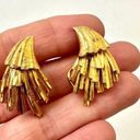 BSK vintage gold tone clip on fan earrings Photo 0