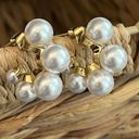 Anthropologie 18K Thick Chunky Pearl Hoop Earrings Photo 4