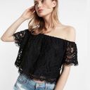 EXPRESS EUC  Black Off the Shoulder Lace Top, Size Extra Small Photo 0