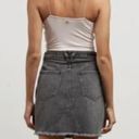 Volcom Women's High Waisted Raw Hem Black Denim Mini Skirt Size S Photo 2