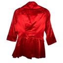 Bebe  RED SATIN DOUBLE BREASTED PEPLUM PEACOAT WOMEN SIZE XS 3/4 SLEEVES POCKETS Photo 3