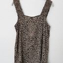 Pleione [] Leopard Print Ruffled Sleeveless Square Neck Tank Top NWT Sz Medium M Photo 1