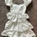 Pretty Little Thing White Crinkle Cup Detail Tiered Skirt Skater Dress Photo 3