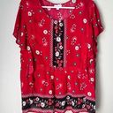 J.Jill  Women’s Red Floral Short Sleeve Blouse Size XLP Photo 0