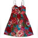 Xhilaration  Women’s Size XS Floral Dress Smocked Back Red Blue Multicolor #11•4 Photo 4