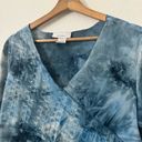 Dress Barn  Womens Y2K Fairycore V Cut 3/4 Sleeves Tie Dye Blouse Top Blue XL Photo 1