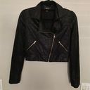 Princess Polly Faux Leather Black Cropped Moto Jacket  Photo 0