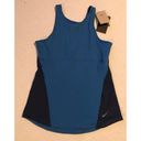 Nike  Womens Tank Top Dri Fit Yoga Sleek Running Training Activewear Blue Sz M Photo 4