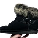 BEARPAW Tigris Womens 7 Cow Suede Rabbit Fur And Sheepskin Black Flat Ankle Boot Photo 11