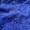 Steppin Out Vintage 90s Purple Blue Metallic Tinsel Floral Mesh Formal Dress Size M Photo 2