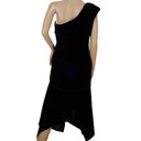 Natori Josie  Black Silk Blend Velvet One Shoulder Dress Size 6 NWT $695 Photo 6