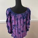 True Craft NWT  Purple and Navy Tie Dye Blouse Photo 2