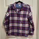 L.L.Bean Women’s  Long Sleeve Button Down Flannel Shirt Red Blue Plaid Sz Large Photo 0