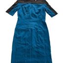 W By Worth Worth Dress Womens 8 Blue Colorblock Half Sleeve Round Neck Shift Rayon Nylon Photo 0
