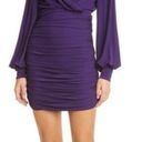 Harper Ronny Kobo  Ruched Mini Dress with Balloon Sleeves Purple Eggplant S NWT Photo 0