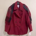 Croft & Barrow NEW  Holiday Red Double Breasted Wool Blend Coat 3X w/Scarf Festivus Photo 2