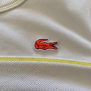 Lacoste  Top Womens 36 Small White Yellow Pique T Shirt Tennis Preppy Organic Photo 6