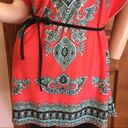 Coral Turquoise & Black Belted Tunic Dress Size M Photo 5