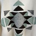 a.n.a  Crewneck Pullover Quilt Tribal Pattern Sweater Long Sleeve Cream Size M Photo 3
