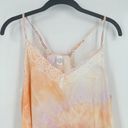 Boutique NWT  Peach & Purple Tie Dye Slip Dress Medium Lacey Satin Slinky Midi Photo 5