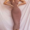 House Of CB VALENTINA MOCHA ASYMMETRIC CUTOUT MIDI DRESS Photo 6