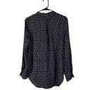 Mango MNG by  Navy Blue & Pink High Low Long Sleeve Button Down Blouse Women Sz 6 Photo 1