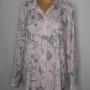 DKNY  Button Up Floral Blouse Dress Shirt Pink Long Sleeve Grey Tree Large Photo 0