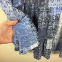 Pilcro  Anthropologie Tiered Tunic Blouse Patchwork Blue Sz XL | Western Cowgirl Photo 7