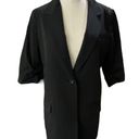 Elizabeth and James  Black One Button Notch Collar 3/4 Sleeve Blazer Jacket Photo 0