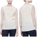 Tory Burch cream Tali honeycomb lace long sleeve top Photo 1